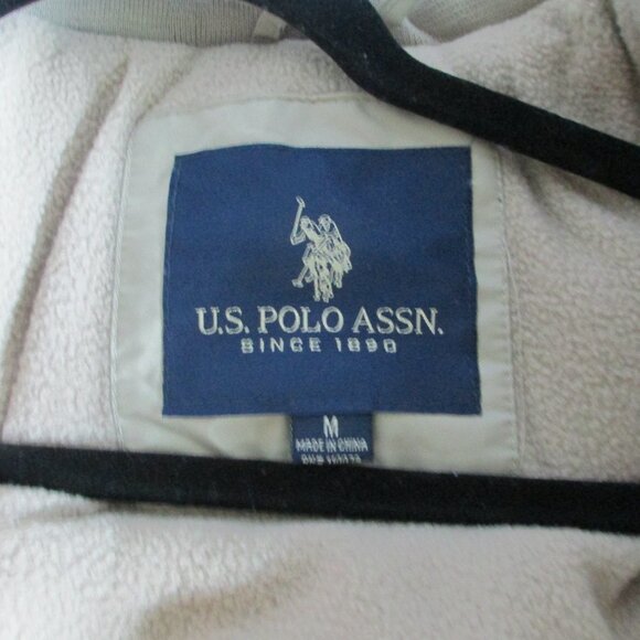 US Polo ASSN Size M Men Jacket Tan Beige Full Zip Lined Rain Coat Windbreaker - Picture 9 of 12
